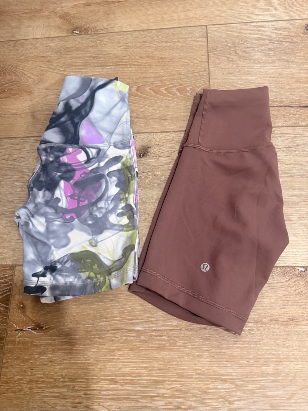 lululemon athletica High-Rise Bike Shorts Duo — Mauve Solid & Abstract Print